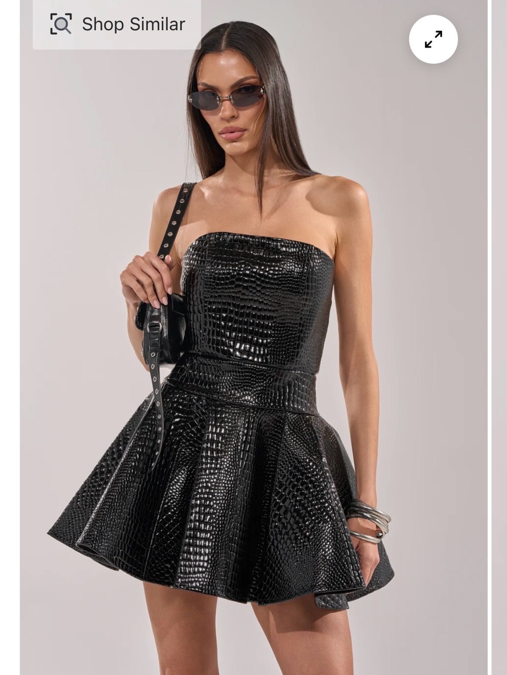 AKIRA Faux Croc structured strapless dress